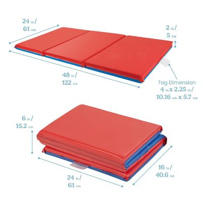 ECR4Kids Premium Folding Rest Mat, 3-Section, 2in, Blue/Red, 5-Pack Image 1