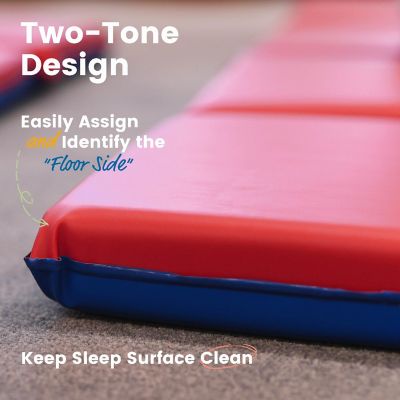 ECR4Kids Premium Folding Rest Mat, 3-Section, 2in, Blue/Red, 5-Pack Image 3