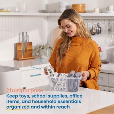 ECR4Kids Scoop Front Storage Bin, Clear, 20-Piece Image 2