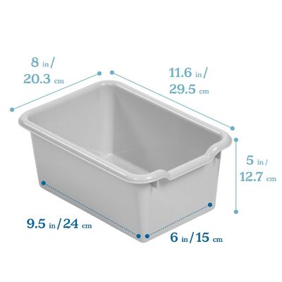 ECR4Kids Scoop Front Storage Bin, Light Grey, 15-Piece Image 1