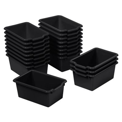 ECR4Kids Scoop Front Storage Bin, Multipurpose Organization, Black, 20-Piece Image 1