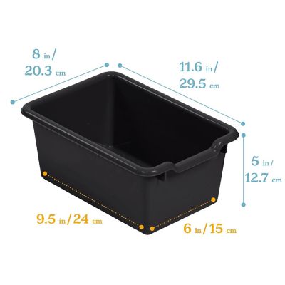 ECR4Kids Scoop Front Storage Bin, Multipurpose Organization, Black, 20-Piece Image 1