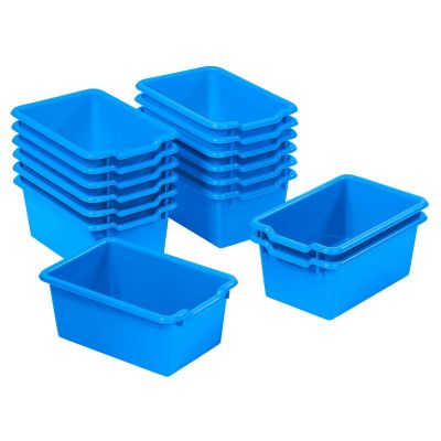 ECR4Kids Scoop Front Storage Bin, Multipurpose Organization, Blue, 15-Piece Image 1