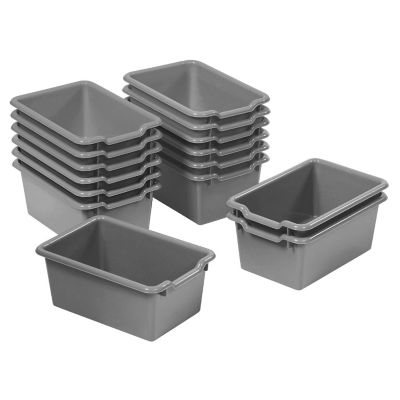 ECR4Kids Scoop Front Storage Bin, Multipurpose Organization, Dark Grey, 15-Piece Image 1