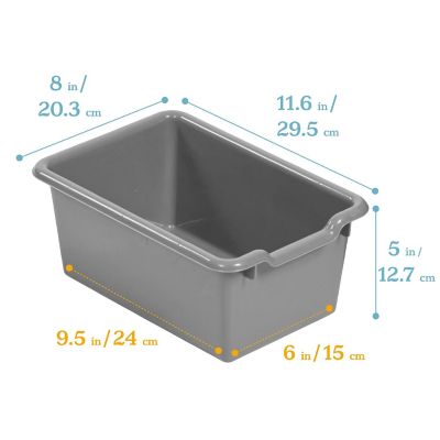 ECR4Kids Scoop Front Storage Bin, Multipurpose Organization, Dark Grey, 15-Piece Image 1