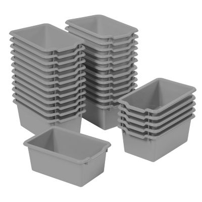 ECR4Kids Scoop Front Storage Bin, Multipurpose Organization, Grey, 30-Piece Image 1