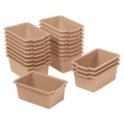 ECR4Kids Scoop Front Storage Bin, Multipurpose Organization, Sand, 20-Piece Image 1