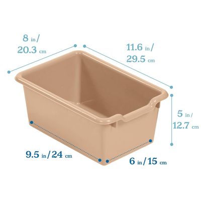 ECR4Kids Scoop Front Storage Bin, Multipurpose Organization, Sand, 20-Piece Image 1