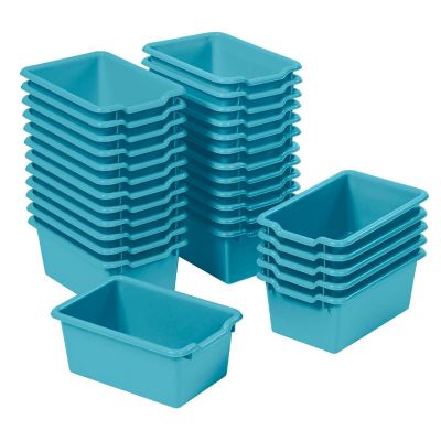 ECR4Kids Scoop Front Storage Bin, Multipurpose Organization, Turquoise, 30-Piece Image 1