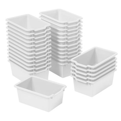 ECR4Kids Scoop Front Storage Bin, Multipurpose Organization, White, 30-Piece Image 1