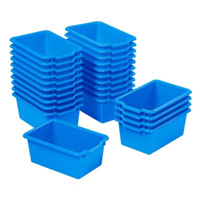 ECR4Kids Scoop Front Storage Bins, Multipurpose Organization, Blue, 25-Piece Image 1