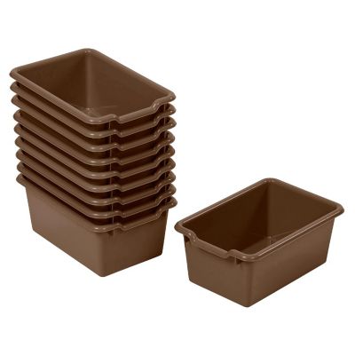 ECR4Kids Scoop Front Storage Bins, Multipurpose Organization, Chocolate, 10-Piece Image 1