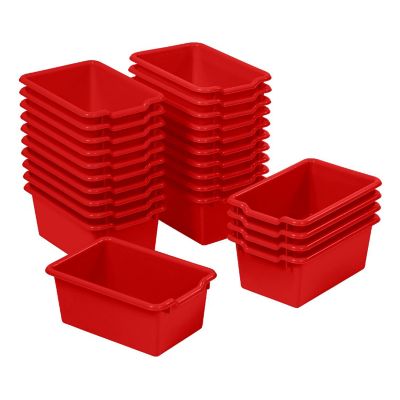 ECR4Kids Scoop Front Storage Bins, Multipurpose Organization, Red, 25-Piece Image 1