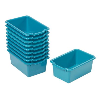 ECR4Kids Scoop Front Storage Bins, Multipurpose Organization, Turquoise, 10-Piece Image 1