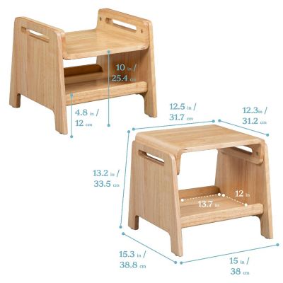ECR4Kids Sit or Step Stool, Kids Furniture, Natural Image 1