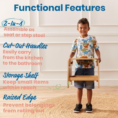 ECR4Kids Sit or Step Stool, Kids Furniture, Natural Image 2