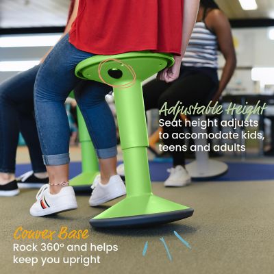 ECR4Kids SitWell Wobble Stool, Adjustable Height, Active Seating, Grassy Green Image 3