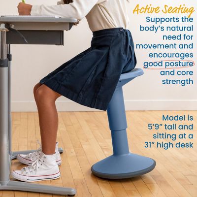 ECR4Kids SitWell Wobble Stool, Adjustable Height, Active Seating, Powder Blue Image 2