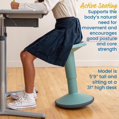 ECR4Kids SitWell Wobble Stool, Adjustable Height, Active Seating, Seafoam Image 2