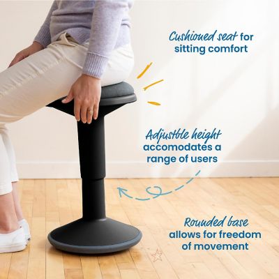 ECR4Kids Sitwell Wobble Stool with Cushion, Adjustable Height, Active Seating, Black Image 3