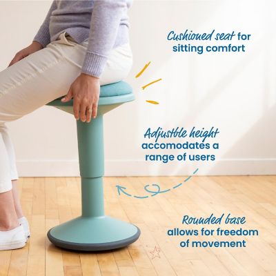 ECR4Kids Sitwell Wobble Stool with Cushion, Adjustable Height, Active Seating, Seafoam Image 3