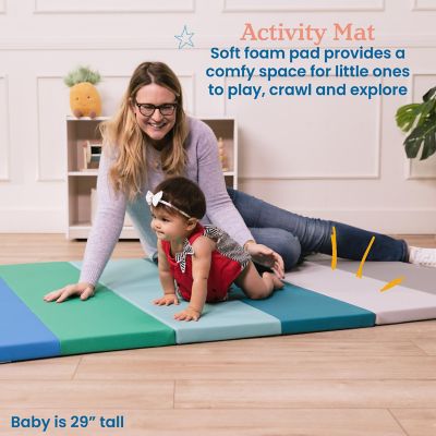 ECR4Kids SoftZone 6-Section Rainbow Runway Activity Mat, Contemporary Image 2
