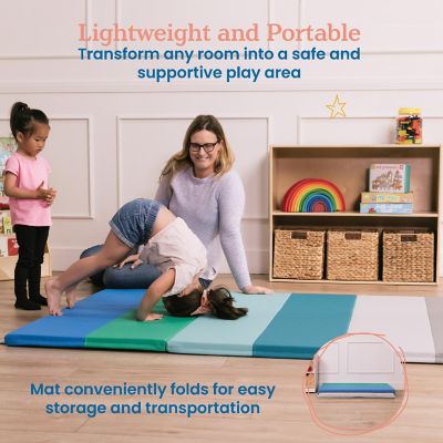 ECR4Kids SoftZone 6-Section Rainbow Runway Activity Mat, Contemporary Image 3