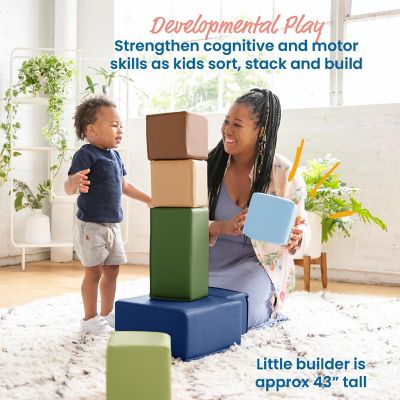 ECR4Kids SoftZone Big Foam Building Blocks, Earthtone, 7-Piece Image 2