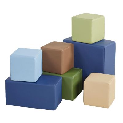 ECR4Kids SoftZone Big Foam Building Blocks, Soft Playset, Earthtone, 7-Piece Image 1
