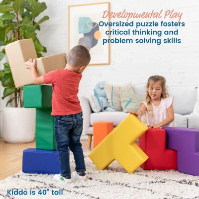 ECR4Kids SoftZone Brainy Building Blocks, Assorted, 7-Piece Image 2