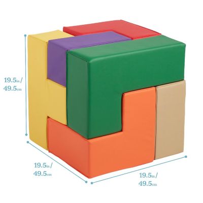 ECR4Kids SoftZone Brainy Building Blocks, Foam Puzzle, Assorted, 7-Piece Image 1