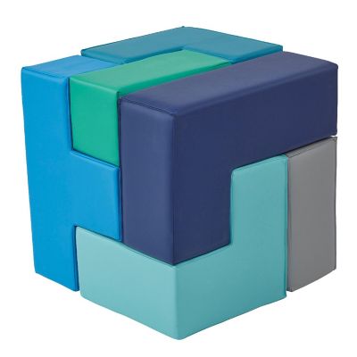 ECR4Kids SoftZone Brainy Building Blocks, Foam Puzzle, Contemporary, 7-Piece Image 1