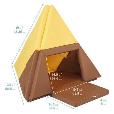 ECR4Kids SoftZone Camp, Canoe and Tumble Too, Folding Playmat, Chocolate/Yellow Image 1
