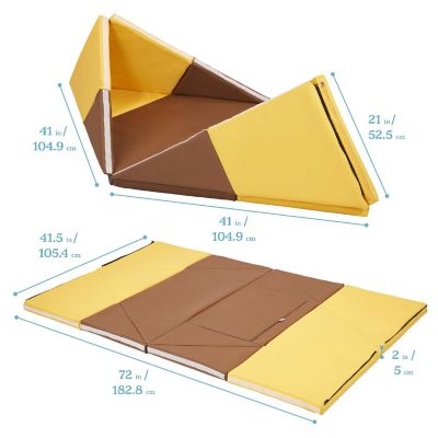 ECR4Kids SoftZone Camp, Canoe and Tumble Too, Folding Playmat, Chocolate/Yellow Image 2