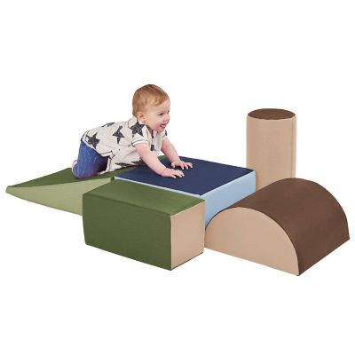 ECR4Kids SoftZone Climb and Crawl Playset, Earthtone, 5-Piece Image 1