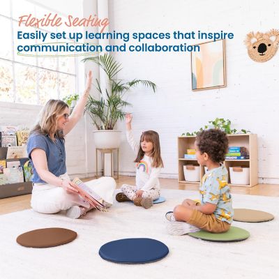 ECR4Kids SoftZone Colorful Floor Pads, Round, Flexible Seating, Earthtone, 6-Piece Image 2