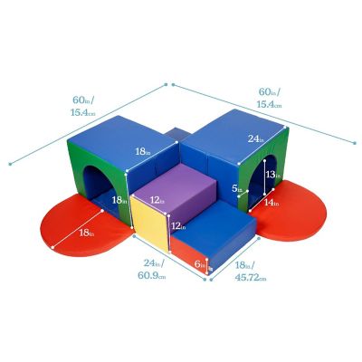 ECR4Kids SoftZone Corner Tunnel Maze, Assorted, 7-Piece Image 1