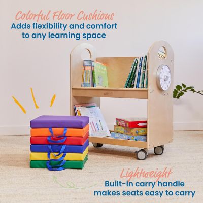 ECR4Kids SoftZone Floor Cushions, Square, Flexible Seating, Assorted, 6-Piece Image 2