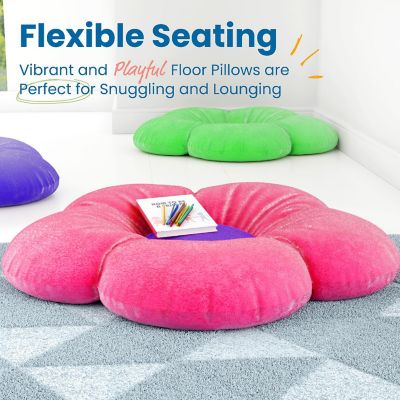 ECR4Kids SoftZone Flower Floor Pillow, Seating Cushion, Bright Pink Image 2