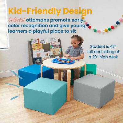 ECR4Kids SoftZone Foam Ottoman Set, Square, Flexible Seating, Contemporary, 4-Piece Image 3