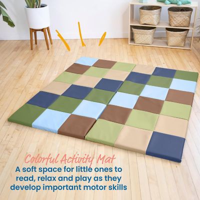 ECR4Kids SoftZone Patchwork Activity Mat, Earthtone Image 2