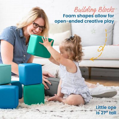 ECR4Kids SoftZone Patchwork Toddler Blocks-Foam Building Blocks for Safe Active Play, 12pk - Contemporary Image 2