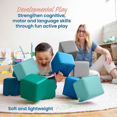 ECR4Kids SoftZone Patchwork Toddler Blocks-Foam Building Blocks for Safe Active Play, 12pk - Contemporary Image 3