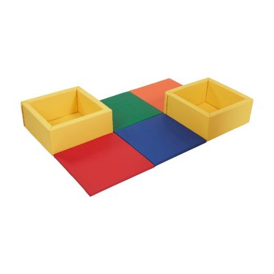 ECR4Kids SoftZone Play Patch Activity Mat and Toy Bins, Assorted, 6-Piece Image 1