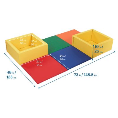 ECR4Kids SoftZone Play Patch Activity Mat and Toy Bins, Assorted, 6-Piece Image 1