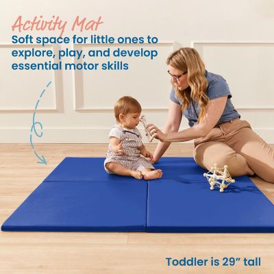 ECR4Kids SoftZone Play Patch Activity Mat Squares, Blue, 4-Pack Image 2