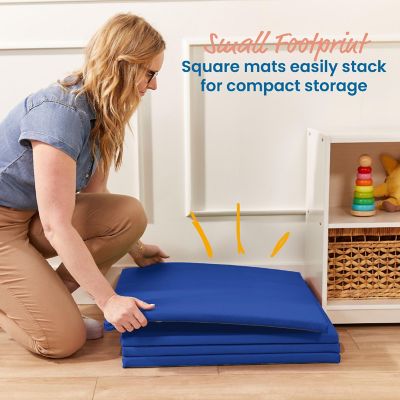 ECR4Kids SoftZone Play Patch Activity Mat Squares, Blue, 4-Pack Image 3