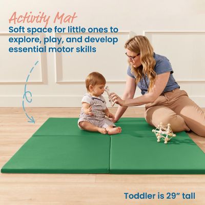 ECR4Kids SoftZone Play Patch Activity Mat Squares, Green, 4-Pack