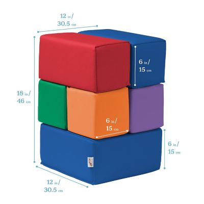 ECR4Kids SoftZone Quad Fold-N-Go Activity Mat and Patchwork Toddler Blocks, Beginner Playset, Assorted, 13-Piece Image 2