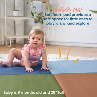 ECR4Kids SoftZone Quad Fold-N-Go Activity Mat, Earthtone Image 2